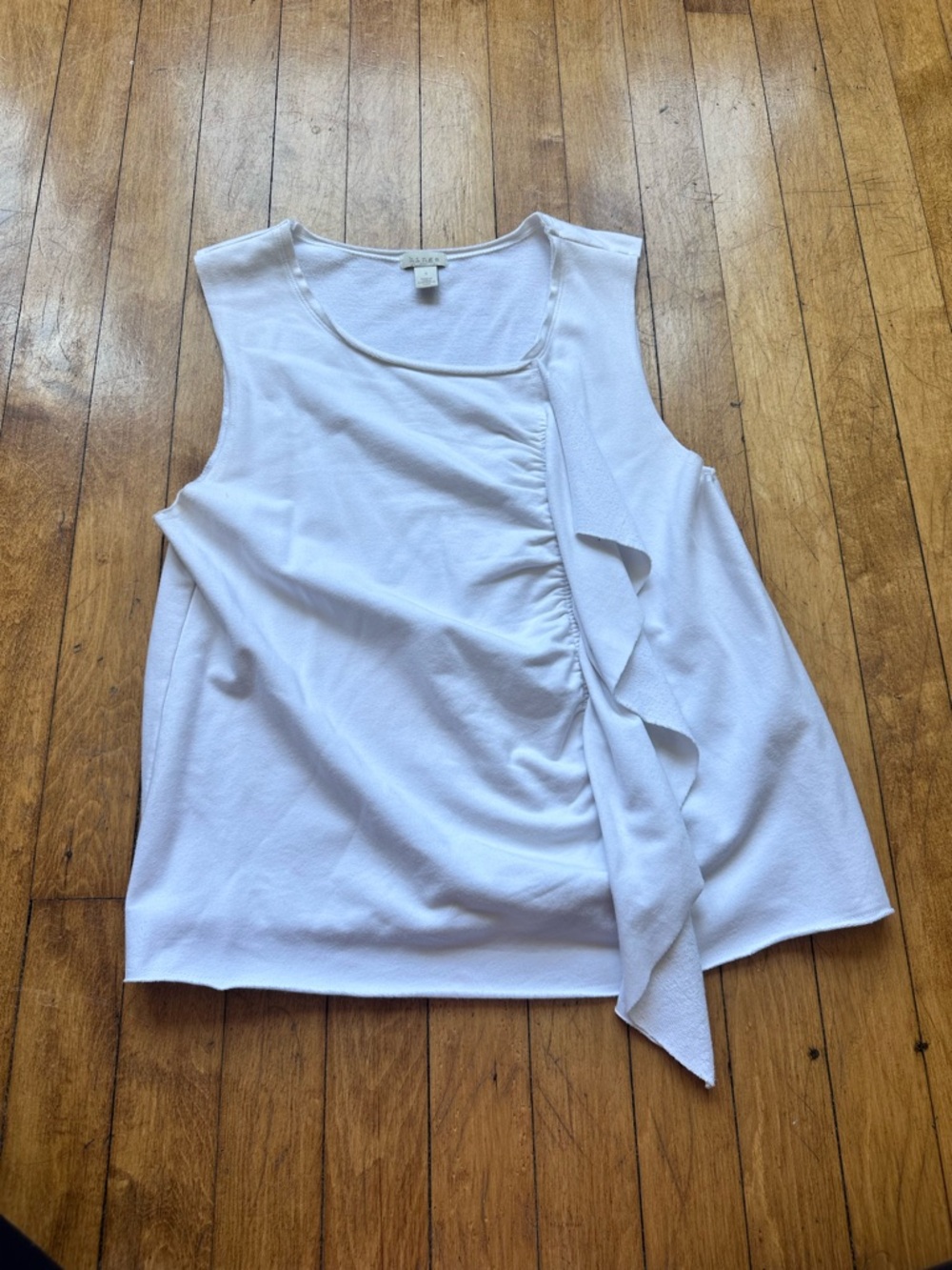 hinge White Sleeveless Ruffle-Accent Tank